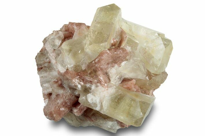 Lustrous Apophyllite With Phantoms On Stilbite - India #253407